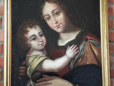 Matka Boża z Dzieciątkiem Jezus na ciemnym tle